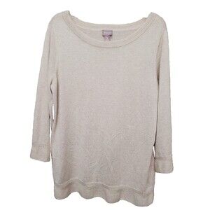 Chico's Gold Touch of Cashmere Sparkle Boat Neck Novelty Sparkle Sweater Sz 2 L